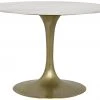 Noir QS Laredo Table, 40", Antique Brass, White Marble Top