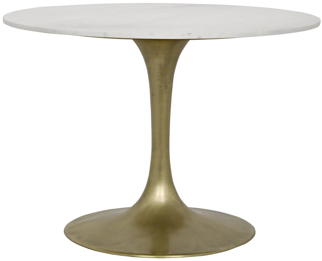 Noir QS Laredo Table, 40", Antique Brass, White Marble Top 3 Noir QS Laredo Table, 40", Antique Brass, White Marble Top