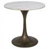 Noir Laredo 20" Table, Aged Brass, White Marble Top