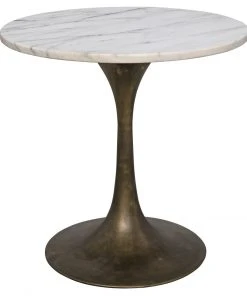 Noir Laredo 20" Table, Aged Brass, White Marble Top