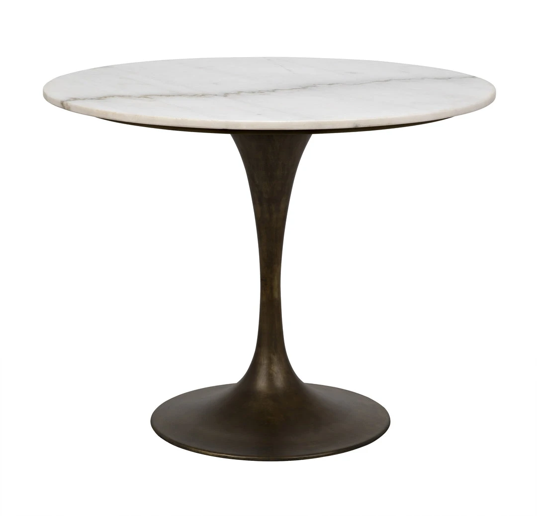 Noir Laredo Table 36", Aged Brass, White Marble Top 3 Noir Laredo Table 36", Aged Brass, White Marble Top