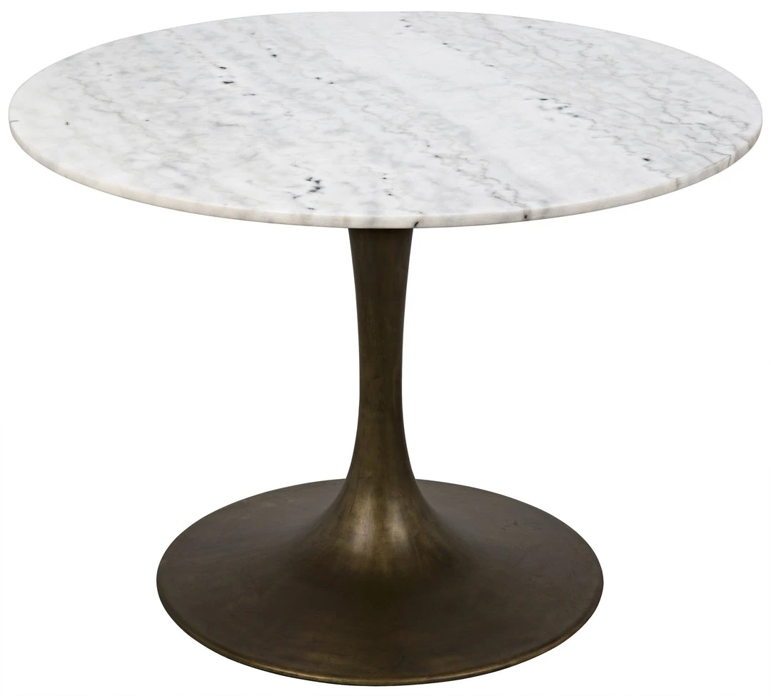 DINING ROOM Noir Laredo Table 40", Aged Brass, White Marble Top 4 DINING ROOM Noir Laredo Table 40", Aged Brass, White Marble Top