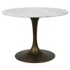 DINING ROOM Noir Laredo Table 40", Aged Brass, White Marble Top