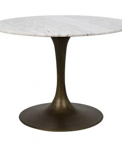DINING ROOM Noir Laredo Table 40", Aged Brass, White Marble Top