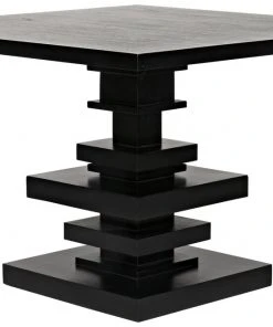 Noir Corum Square Table, Hand Rubbed Black DINING ROOM