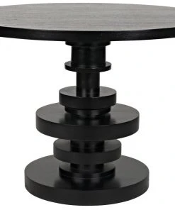 Noir Corum Round Table, Hand Rubbed Black
