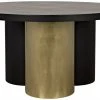 Noir Huxley Dining Table, Black Metal With Brass Finished Accent DINING ROOM