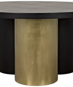 Noir Huxley Dining Table, Black Metal With Brass Finished Accent DINING ROOM