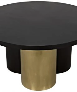 Noir Huxley Dining Table, Black Metal With Brass Finished Accent DINING ROOM