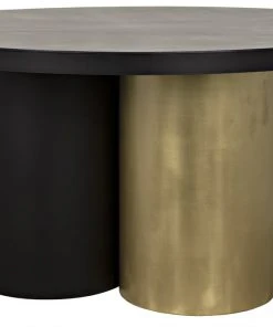 Noir Huxley Dining Table, Black Metal With Brass Finished Accent DINING ROOM