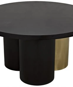 Noir Huxley Dining Table, Black Metal With Brass Finished Accent DINING ROOM