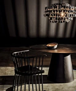 Noir Vesuvius Dining Table, Black Metal