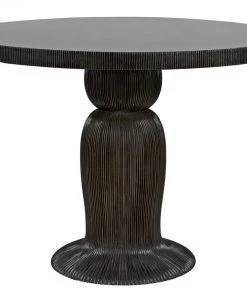 Noir Portobello Dining Table, Hand Rubbed Black With Light Brown Trim