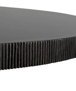 Noir Portobello Dining Table, Hand Rubbed Black With Light Brown Trim