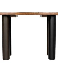 Noir Journal Dining Table, Dark Walnut With Black Steel Base