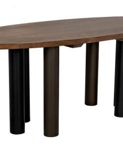 Noir Journal Dining Table, Dark Walnut With Black Steel Base