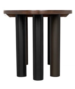 Noir Journal Dining Table, Dark Walnut With Black Steel Base