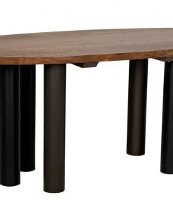 Noir Journal Dining Table, Dark Walnut With Black Steel Base