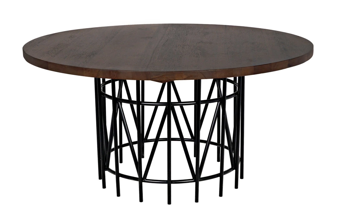 Noir Silbermann Dining Table, Dark Walnut W/Black Steel Base 6 Noir Silbermann Dining Table, Dark Walnut W/Black Steel Base