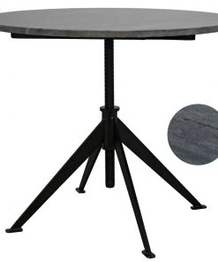 Noir Matilo Adjustable Table, Black Metal Metal Base With Marble Top Side & End Tables