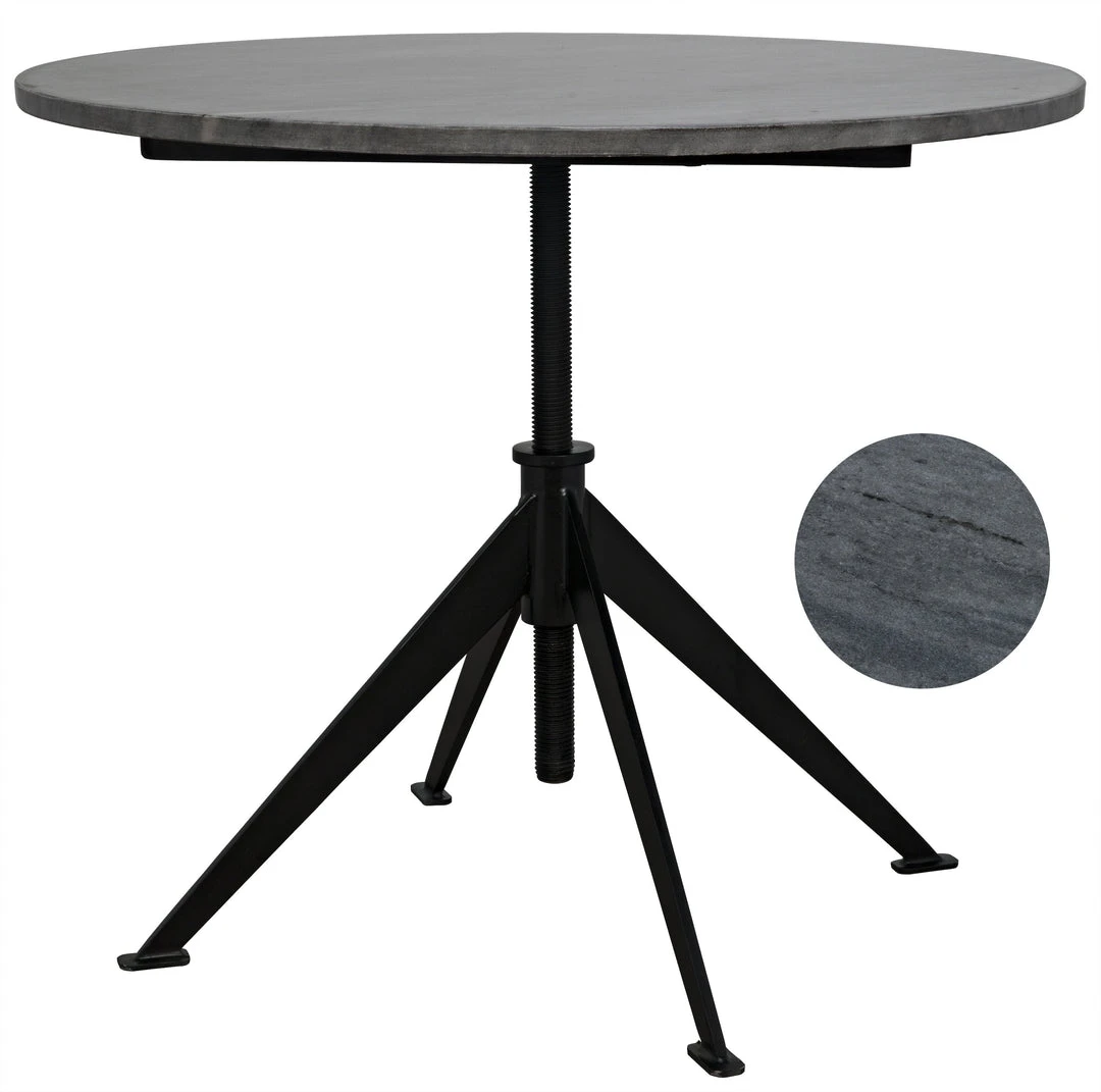 Noir Matilo Adjustable Table, Black Metal Metal Base With Marble Top Side & End Tables 3 Noir Matilo Adjustable Table, Black Metal Metal Base With Marble Top Side & End Tables
