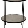 Noir Qs Anna Side Table, Black Metal With Antique Glass Side & End Tables