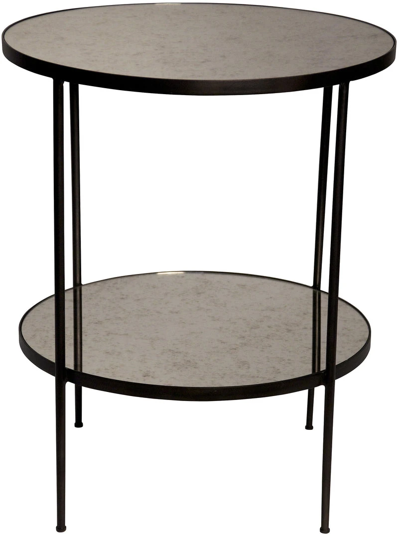 Noir Qs Anna Side Table, Black Metal With Antique Glass Side & End Tables 3 Noir Qs Anna Side Table, Black Metal With Antique Glass Side & End Tables