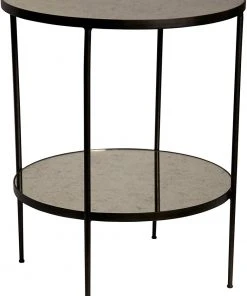 Noir Qs Anna Side Table, Black Metal With Antique Glass Side & End Tables