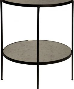 Noir Qs Anna Side Table, Black Metal With Antique Glass Side & End Tables 7 Noir Qs Anna Side Table, Black Metal With Antique Glass Side & End Tables