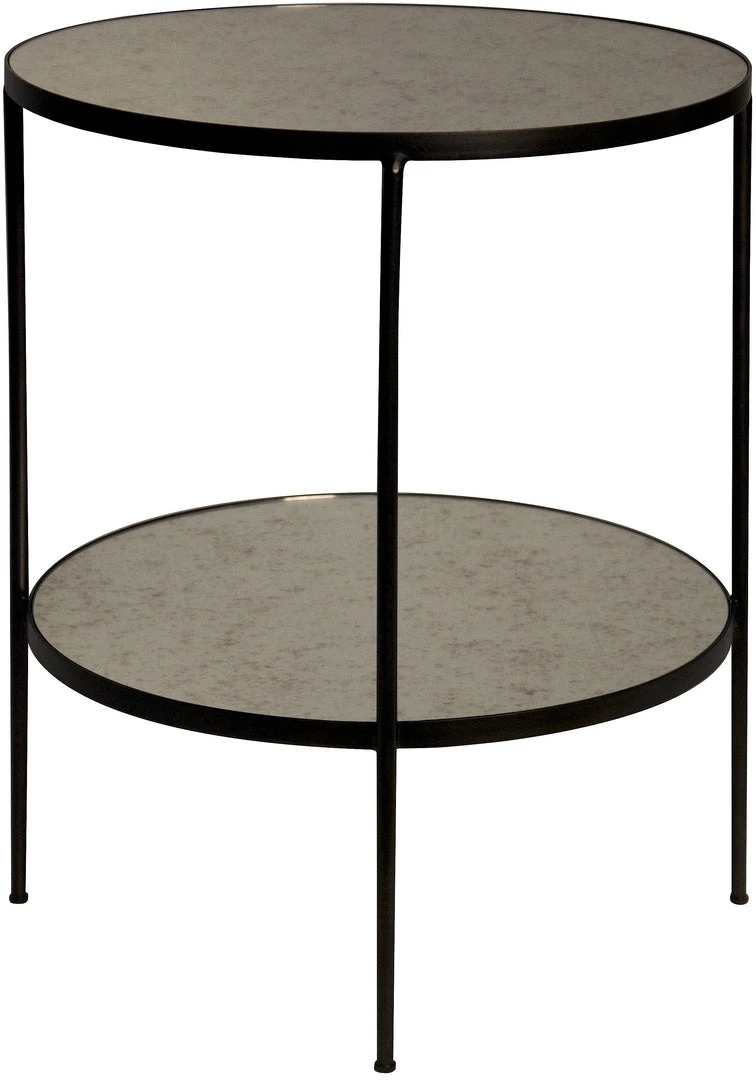 Noir Qs Anna Side Table, Black Metal With Antique Glass Side & End Tables 5 Noir Qs Anna Side Table, Black Metal With Antique Glass Side & End Tables