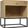 Noir Qs Garland Side Table, Elm With Black Metal Side & End Tables