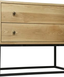 Noir Downtown Side Table, Elm And Black Metal