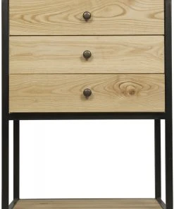 Noir Pearce Side Table, Elm And Black Metal