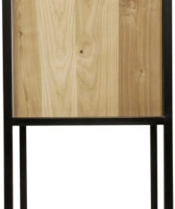 Noir Pearce Side Table, Elm And Black Metal