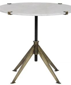 Side & End Tables Noir QS Edith Adjustable Side Table, Large, Antique Brass, Metal And Quartz