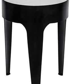 Noir Cylinder Side Table, Black Metal, Small