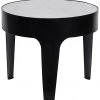Noir Cylinder Side Table, Black Metal With Quartz Top, Large