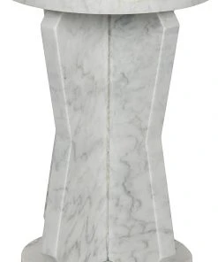 Noir Ingram Side Table, White Marble Side & End Tables