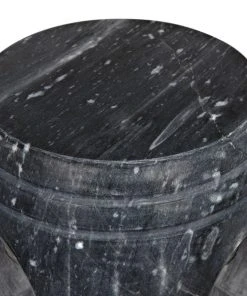 Noir Legend Side Table/Stool, Black Marble