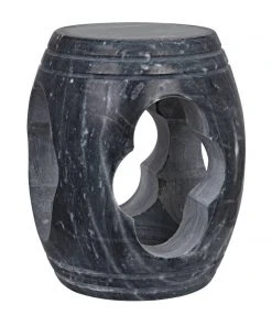 Noir Legend Side Table/Stool, Black Marble