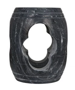 Noir Legend Side Table/Stool, Black Marble