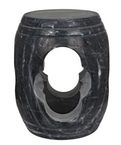 Noir Legend Side Table/Stool, Black Marble