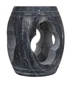 Noir Legend Side Table/Stool, Black Marble