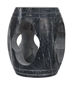 Noir Legend Side Table/Stool, Black Marble