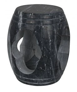 Noir Legend Side Table/Stool, Black Marble