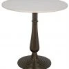 Noir Alida Side Table, Cast Iron With White Stone, Aged Brass