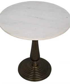 Noir Alida Side Table, Cast Iron With White Stone, Aged Brass 8 Noir Alida Side Table, Cast Iron With White Stone, Aged Brass