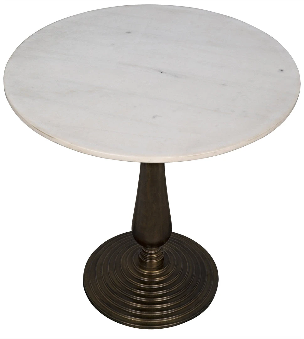 Noir Alida Side Table, Cast Iron With White Stone, Aged Brass 5 Noir Alida Side Table, Cast Iron With White Stone, Aged Brass