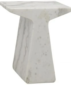 Noir Finn Side Table, White Stone Side & End Tables