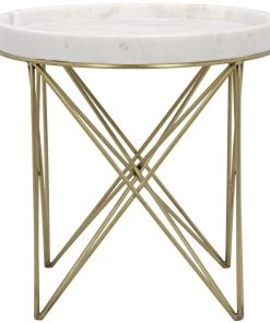 Noir Prisma Side Table, Metal And Quartz Side & End Tables